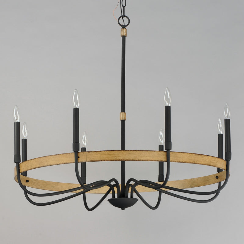Maxim 14448DWBK Eight Light Chandelier, Driftwood / Black
