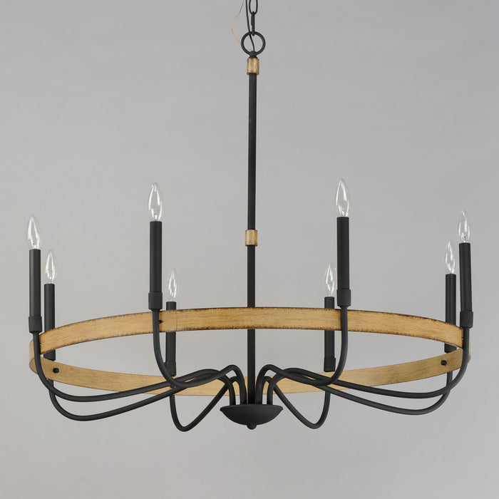 Maxim 14448DWBK Eight Light Chandelier, Driftwood / Black