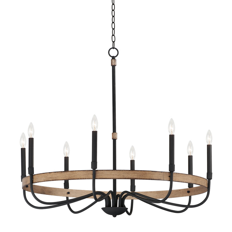 Maxim 14448DWBK Eight Light Chandelier, Driftwood / Black
