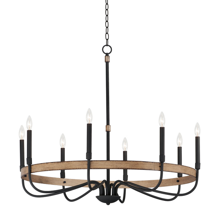 Maxim 14448DWBK Eight Light Chandelier, Driftwood / Black