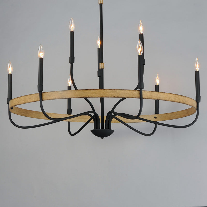 Maxim 14449DWBK Nine Light Chandelier, Driftwood / Black
