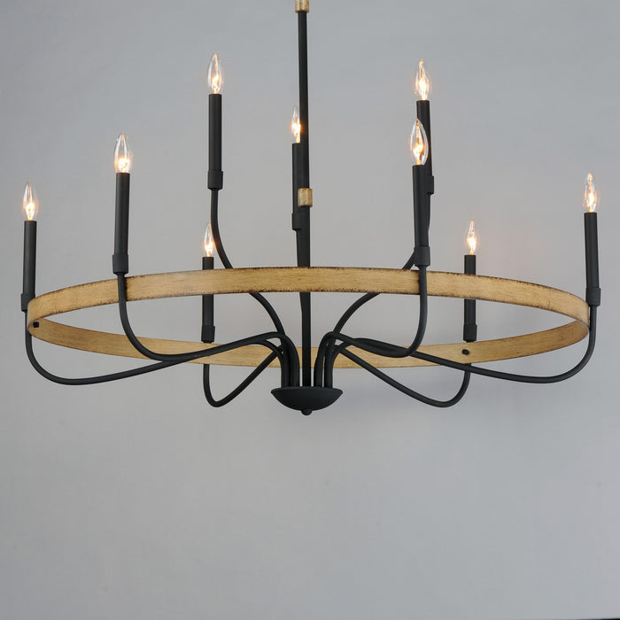 Maxim 14449DWBK Nine Light Chandelier, Driftwood / Black