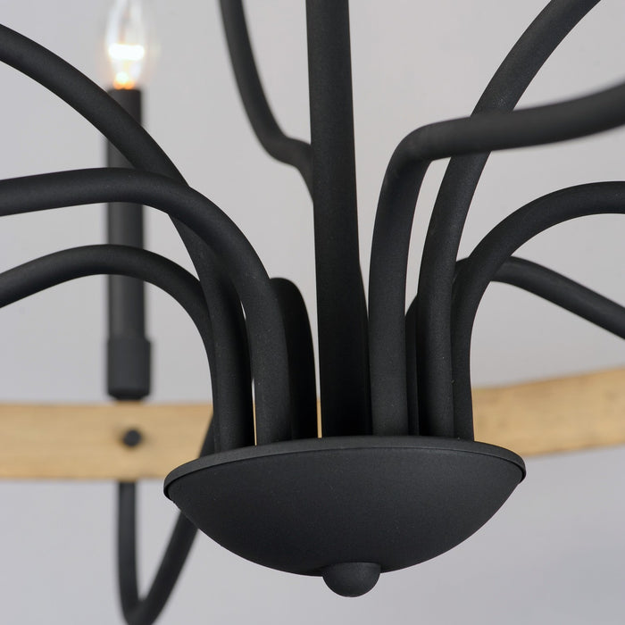 Maxim 14449DWBK Nine Light Chandelier, Driftwood / Black