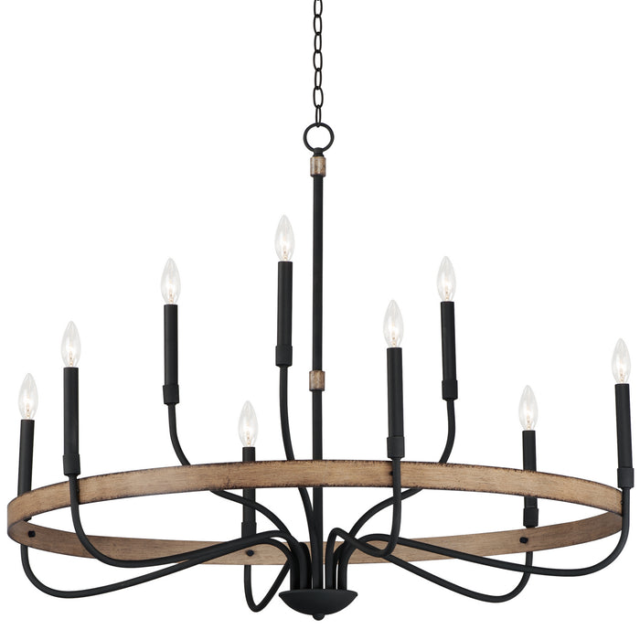 Maxim 14449DWBK Nine Light Chandelier, Driftwood / Black