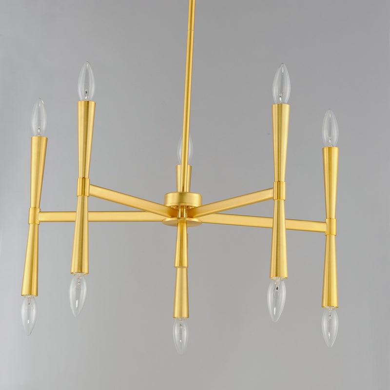 Maxim 24625SBR Ten Light Chandelier, Satin Brass