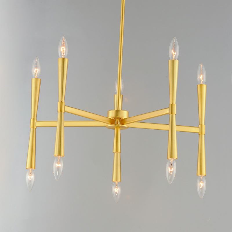 Maxim 24625SBR Ten Light Chandelier, Satin Brass