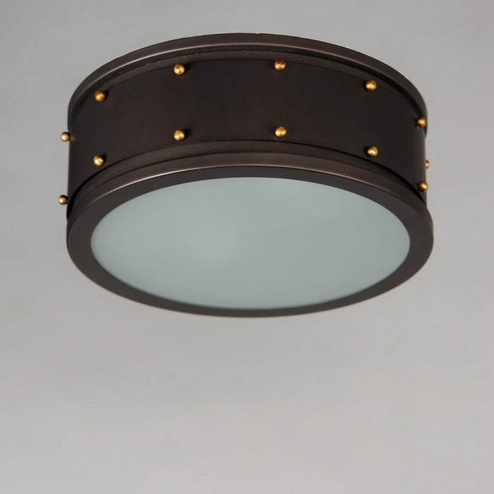 Maxim 25160OIAB Two Light Flush Mount, Oil Rubbed Bronze / Antique Brass