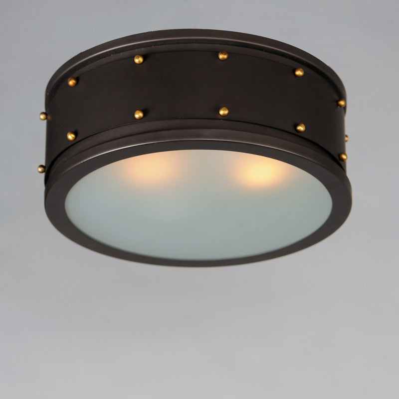 Maxim 25160OIAB Two Light Flush Mount, Oil Rubbed Bronze / Antique Brass