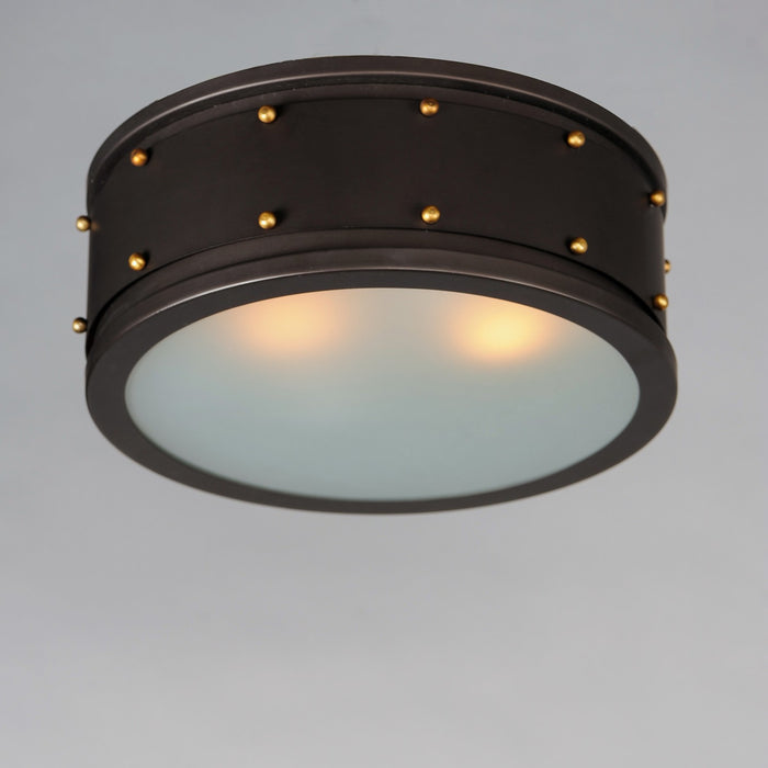 Maxim 25160OIAB Two Light Flush Mount, Oil Rubbed Bronze / Antique Brass