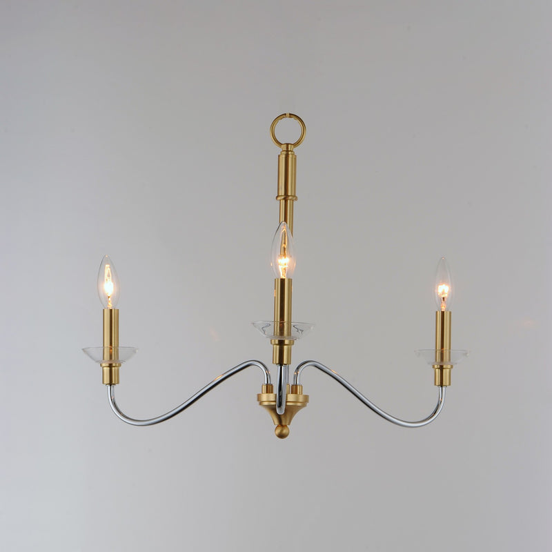 Maxim 25373CLPCSBR Three Light Pendant, Polished Chrome / Satin Brass