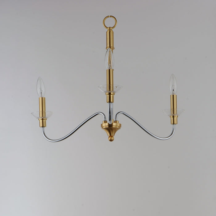 Maxim 25373CLPCSBR Three Light Pendant, Polished Chrome / Satin Brass