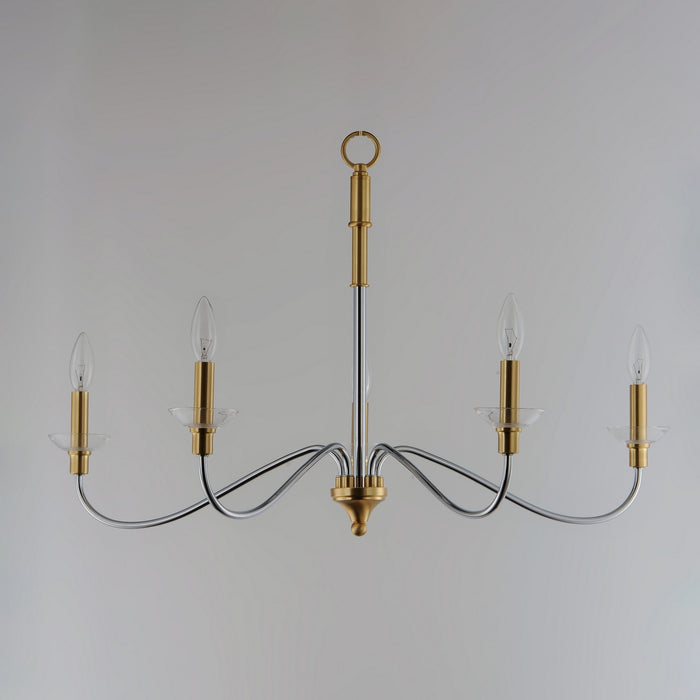 Maxim 25375CLPCSBR Five Light Chandelier, Polished Chrome / Satin Brass