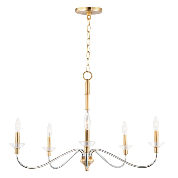 Maxim 25375CLPCSBR Five Light Chandelier, Polished Chrome / Satin Brass