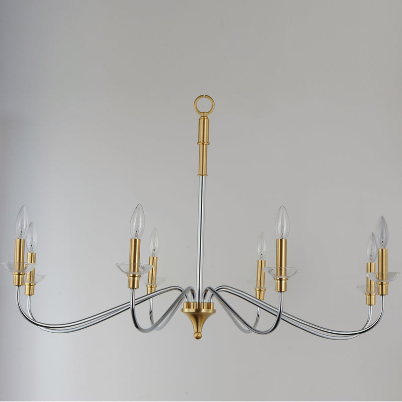 Maxim 25378CLPCSBR Eight Light Chandelier, Polished Chrome / Satin Brass
