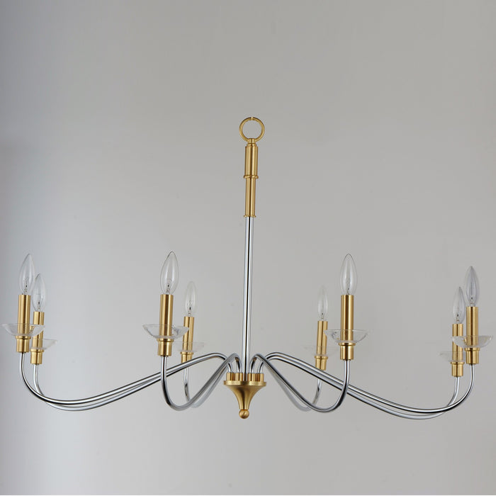 Maxim 25378CLPCSBR Eight Light Chandelier, Polished Chrome / Satin Brass