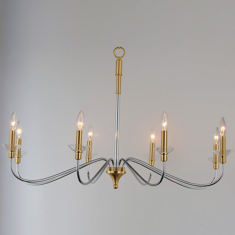 Maxim 25378CLPCSBR Eight Light Chandelier, Polished Chrome / Satin Brass