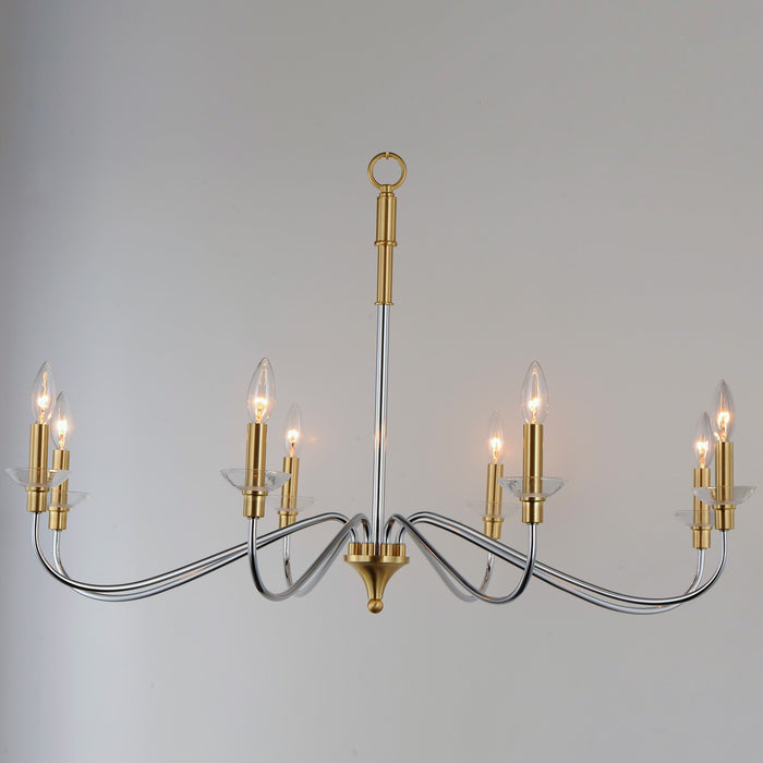 Maxim 25378CLPCSBR Eight Light Chandelier, Polished Chrome / Satin Brass