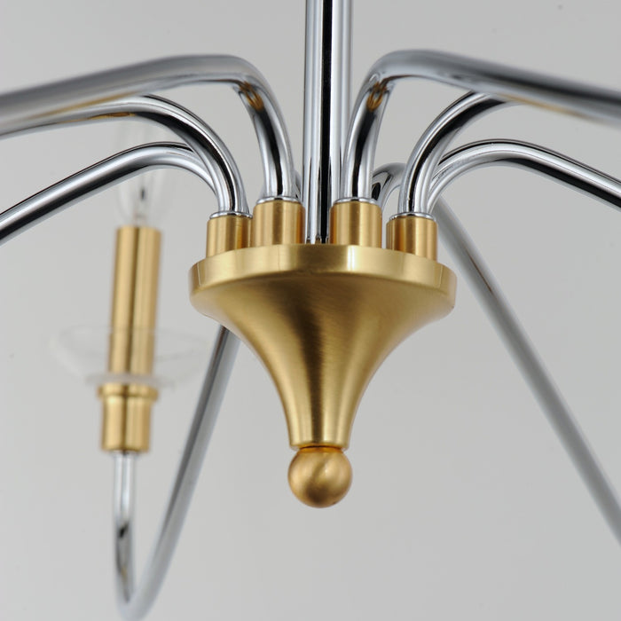 Maxim 25378CLPCSBR Eight Light Chandelier, Polished Chrome / Satin Brass