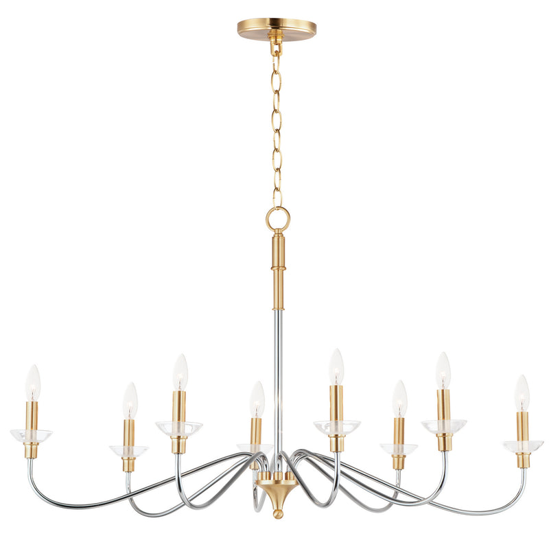 Maxim 25378CLPCSBR Eight Light Chandelier, Polished Chrome / Satin Brass