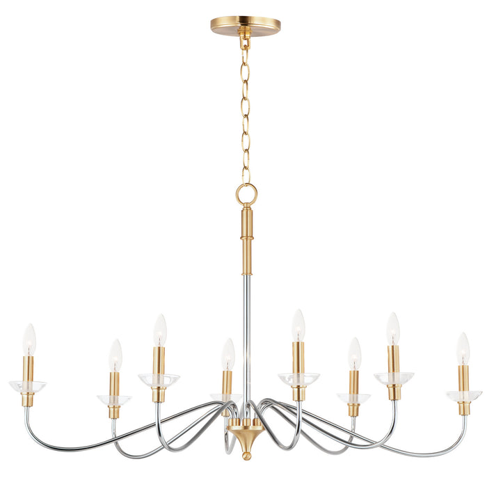 Maxim 25378CLPCSBR Eight Light Chandelier, Polished Chrome / Satin Brass