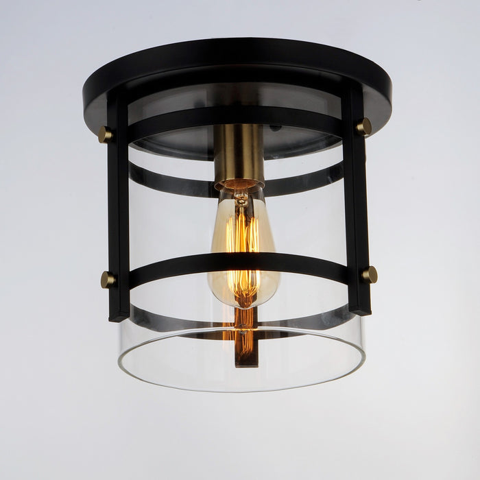 Maxim 2641BKAB One Light Flush Mount, Black / Antique Brass
