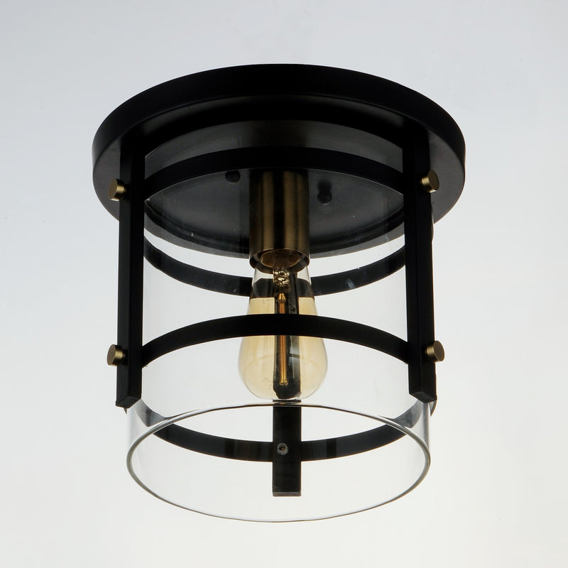 Maxim 2641BKAB One Light Flush Mount, Black / Antique Brass