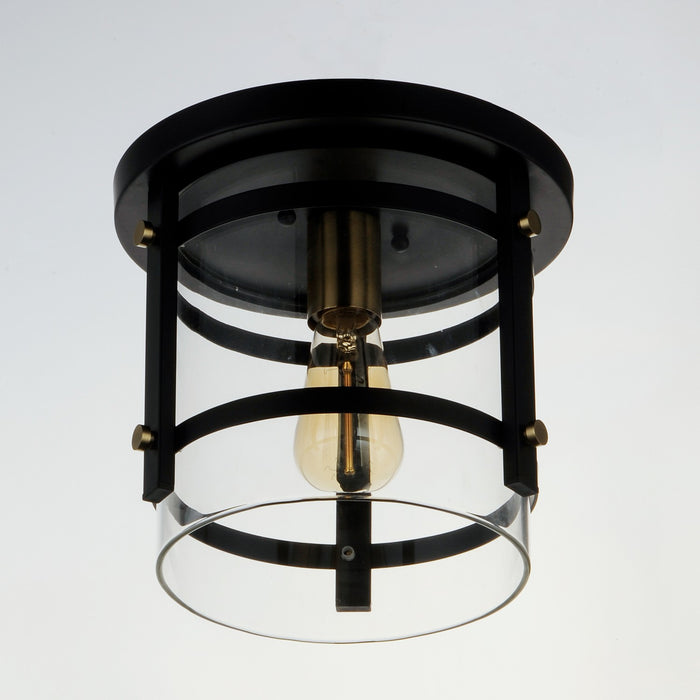 Maxim 2641BKAB One Light Flush Mount, Black / Antique Brass