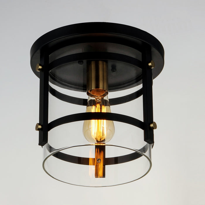 Maxim 2641BKAB One Light Flush Mount, Black / Antique Brass