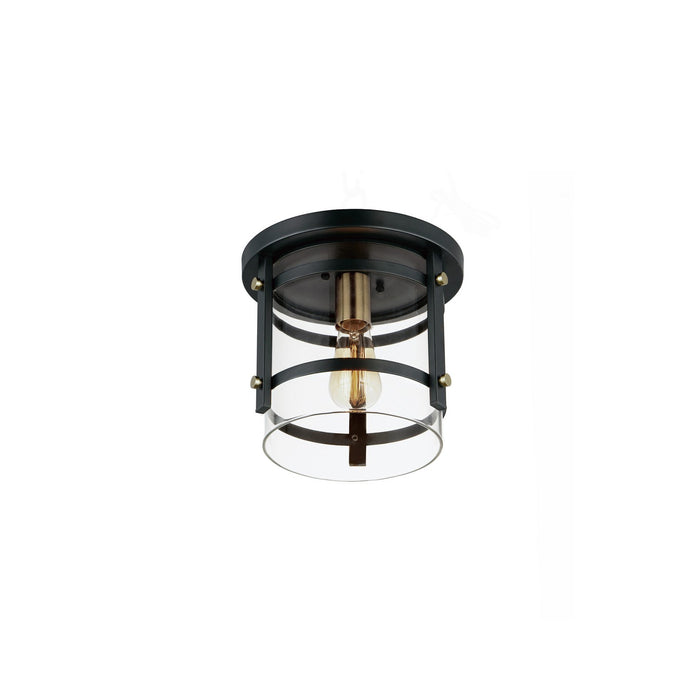 Maxim 2641BKAB One Light Flush Mount, Black / Antique Brass