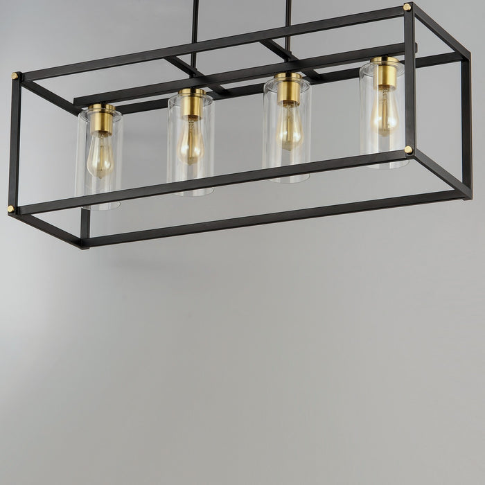 Maxim 2644BKAB Four Light Linear Pendant, Black / Antique Brass