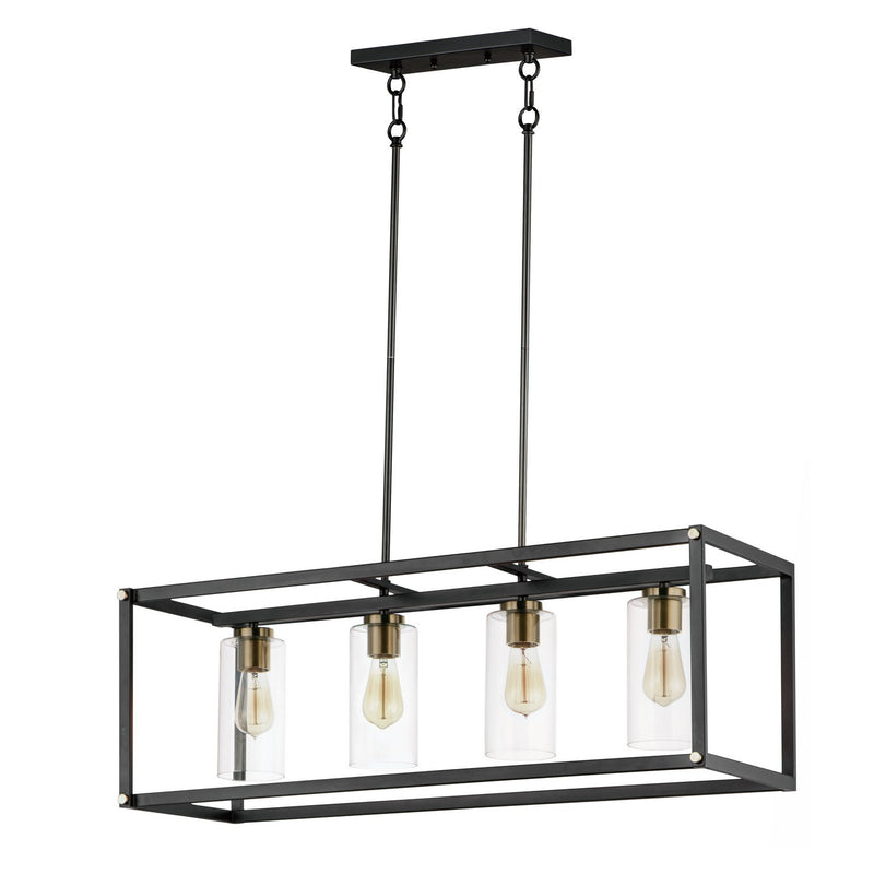 Maxim 2644BKAB Four Light Linear Pendant, Black / Antique Brass