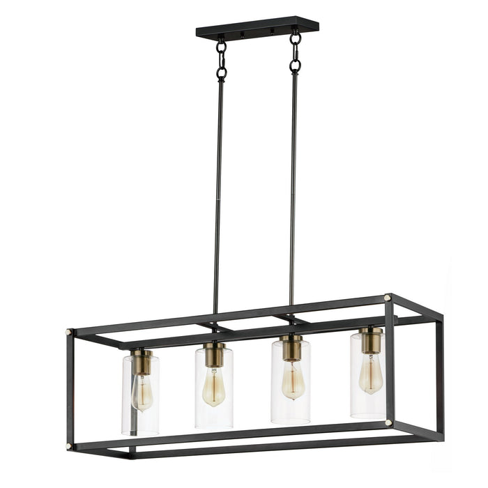 Maxim 2644BKAB Four Light Linear Pendant, Black / Antique Brass