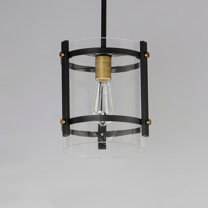 Maxim 2649BKAB One Light Pendant, Black / Antique Brass
