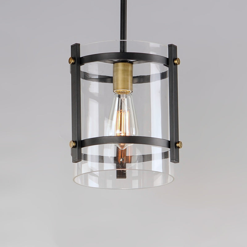 Maxim 2649BKAB One Light Pendant, Black / Antique Brass