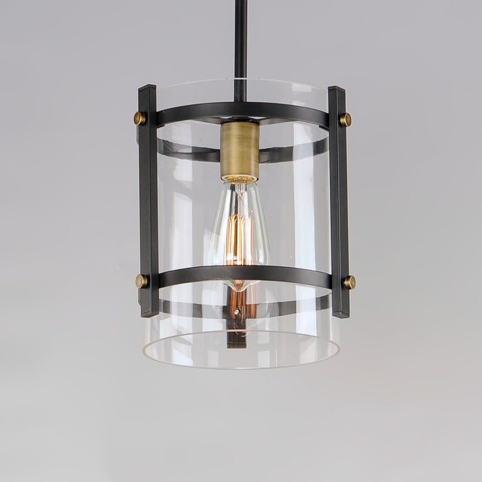 Maxim 2649BKAB One Light Pendant, Black / Antique Brass