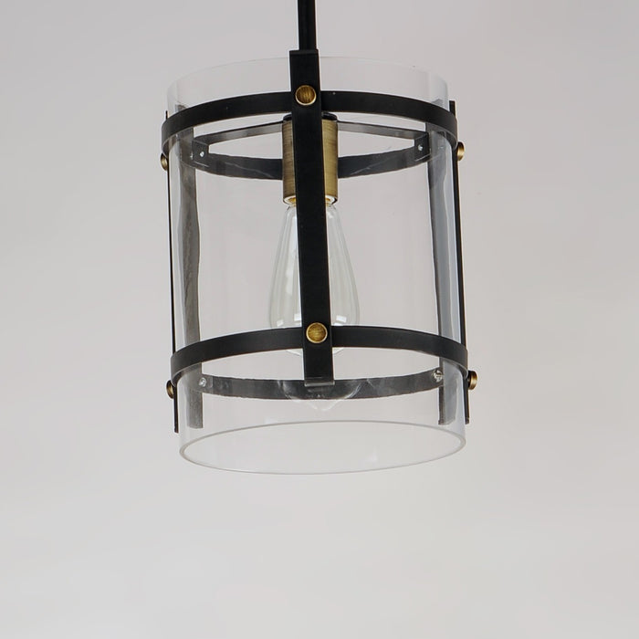 Maxim 2649BKAB One Light Pendant, Black / Antique Brass
