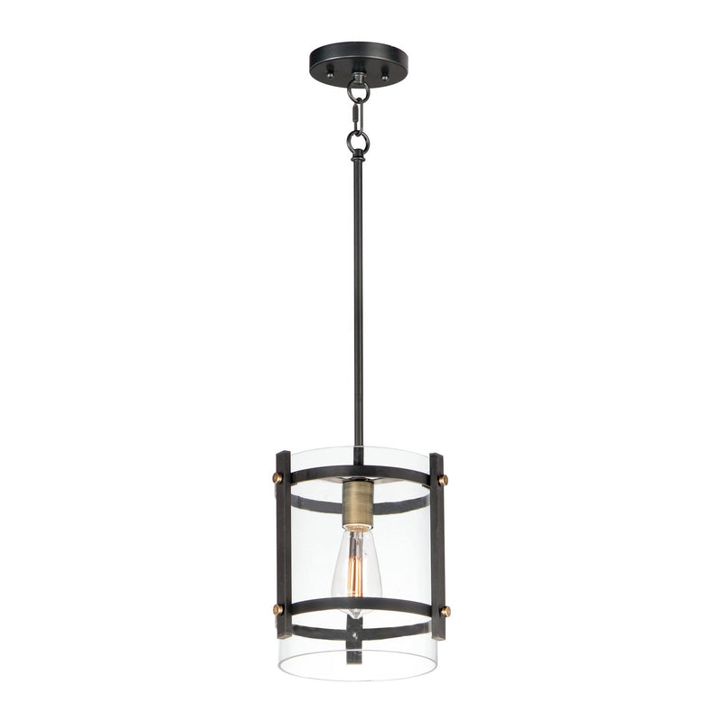 Maxim 2649BKAB One Light Pendant, Black / Antique Brass