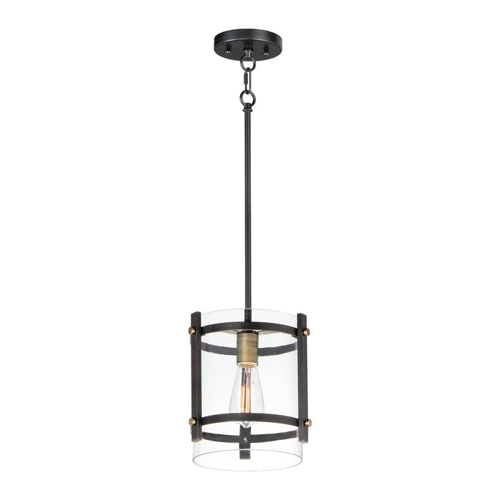 Maxim 2649BKAB One Light Pendant, Black / Antique Brass