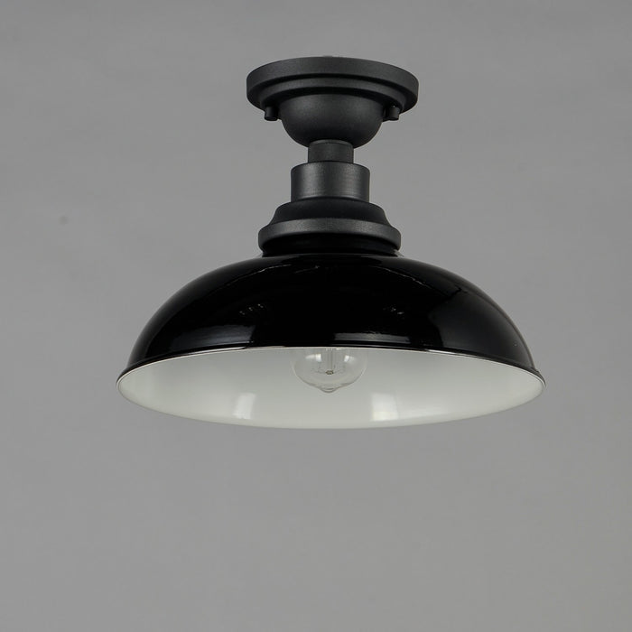 Maxim 35110GBBK One Light Outdoor Ceiling Mount, Gloss Black / Black
