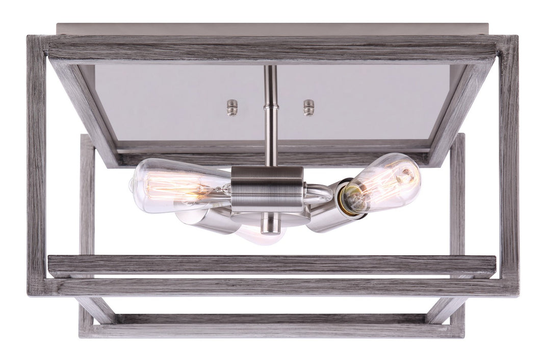 Canarm IFM1066A15BNB Three Light Flush Mount, Brushed Nickel And Dark Grey