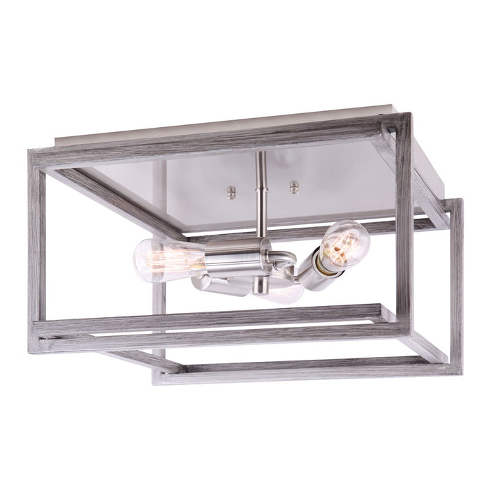 Canarm IFM1066A15BNB Three Light Flush Mount, Brushed Nickel And Dark Grey
