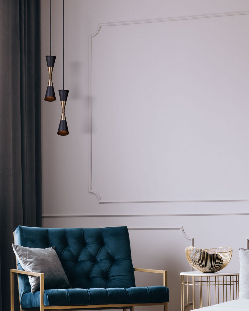 Canarm IPL1073A01BKG One Light Pendant, Matte Black And Gold