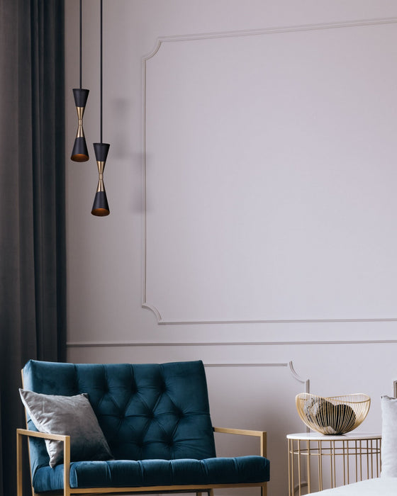 Canarm IPL1073A01BKG One Light Pendant, Matte Black And Gold