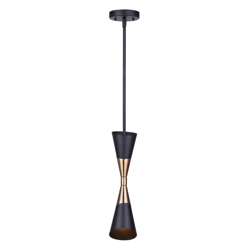 Canarm IPL1073A01BKG One Light Pendant, Matte Black And Gold