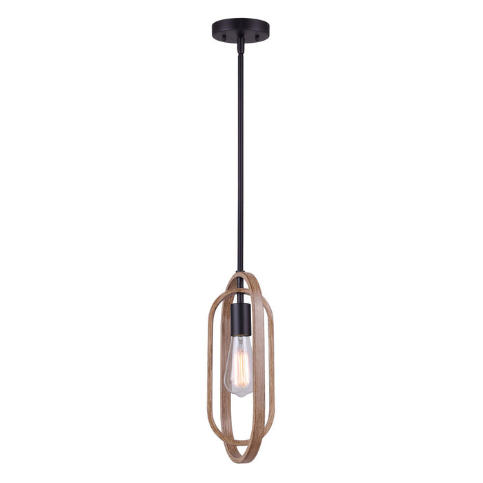 Canarm IPL1078A01BKB One Light Pendant, Matte Black And Brushed Brown