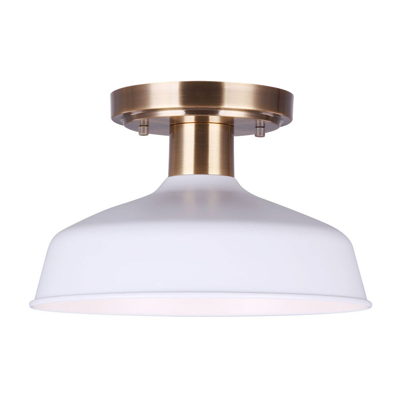 Canarm ISF1055A01GDW One Light Semi Flush Mount, Gold And White