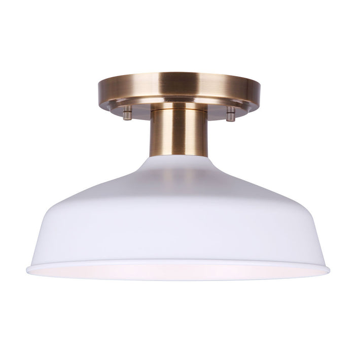 Canarm ISF1055A01GDW One Light Semi Flush Mount, Gold And White