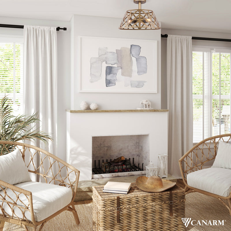 Canarm ISF635B03PGD Three Light Semi Flush Mount, Gold