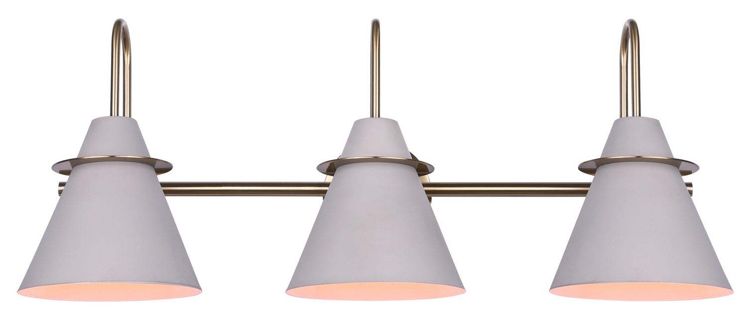 Canarm IVL1076A03MGG Three Light Vanity, Matte Grey And Gold