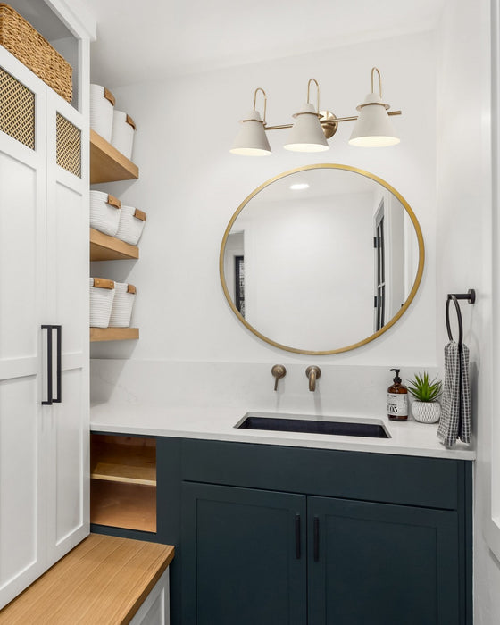 Canarm IVL1076A03MGG Three Light Vanity, Matte Grey And Gold